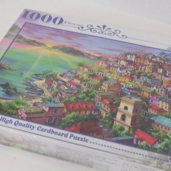1000pc Runlycan Jigsaw Puzzle European Seaside Village High Quality Cardboard - Picture 4 of 4